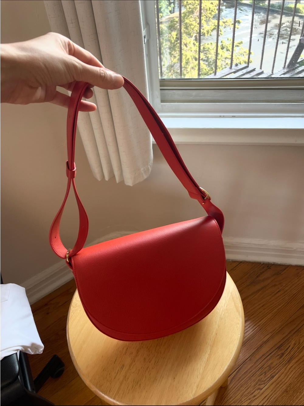 Cuyana Red Leather Saddle Shoulder Bag